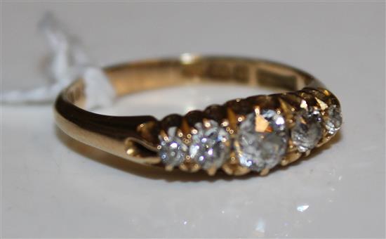 18ct gold five-stone diamond ring